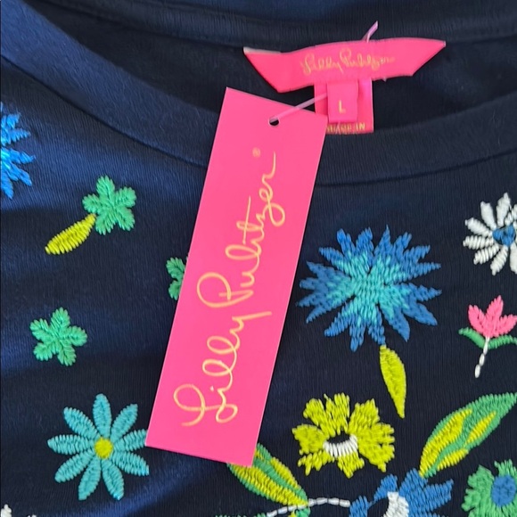 Floral Embroidered Navy Sweatshirt - Picture 2 of 5